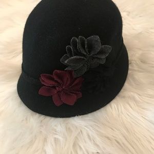 Black Fedora w/ Floral Embellishment